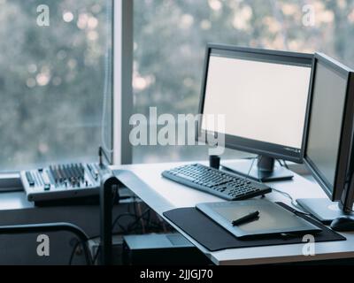 creative illustrator workplace digital art board Stock Photo