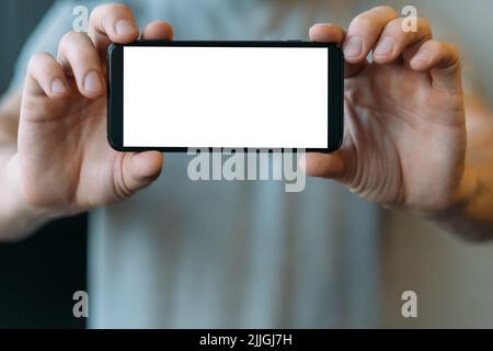 electronics gadgets white mockup smartphone screen Stock Photo