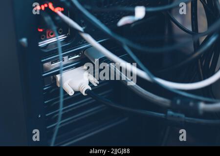 pc system unit host controller interface wire Stock Photo