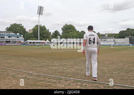 Peter Siddle of Somerset fields by the boundary during Essex CCC vs Somerset CCC, LV Insurance County Championship Division 1 Cricket at The Cloud Cou Stock Photo