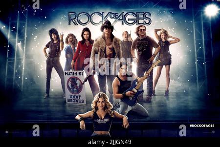 BRAND,BLIGE,ZETA-JONES,HOUGH,CRUISE,BONETA,GIAMATTI,BALDWIN,POSTER, ROCK OF AGES, 2012 Stock Photo