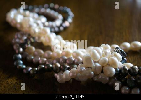 Cluster of colored pearl necklace Stock Photo