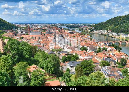 Heidelberg, Germany - July 2022: View over old historic town center and neckar river Stock Photo