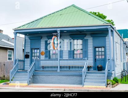 NEW ORLEANS, LA, USA - JULY 10, 2022: Full front view of Luvi Restaurant on Tchoupitoulas Street Stock Photo