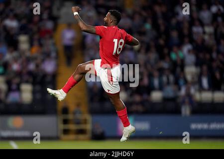 Nottingham Forest's Cafu celebrates after scoring their sides second goal during a pre-season friendly match at Meadow Lane, Nottingham. Picture date: Tuesday July 26, 2022. Stock Photo