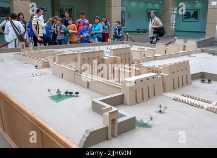 A scale model of the Karnak Temple complex with the entrance building to Karnak ancient site at Luxor in central Egypt. Stock Photo