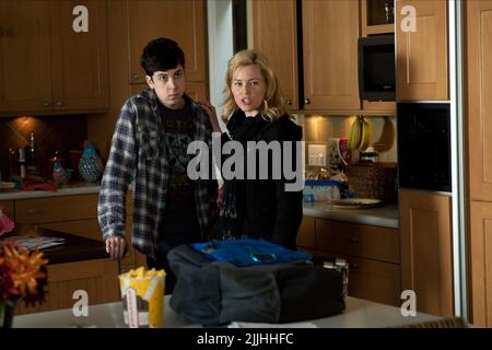 CHRISTOPHER MINTZ-PLASSE, ELIZABETH BANKS, MOVIE 43, 2012 Stock Photo