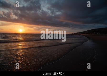 Barmouth Sunset, Barmouth Bay, Gwynedd, North Wales Stock Photo