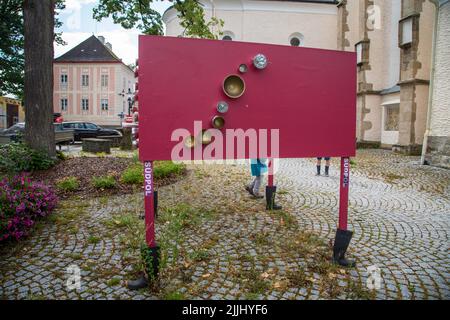 Artwork in Weitra/ Waldviertel, the oldest brewery town of Austria Stock Photo
