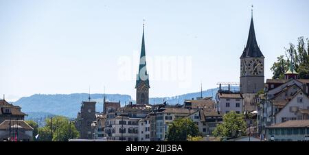 Beautiful view over River Limmat in the city center of Zurich Switzerland Stock Photo