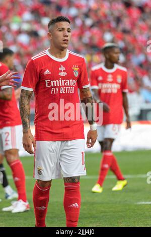 Lisbon, Portugal. July 26, 2022.  Benfica's midfielder from Argentina Enzo Fernandez (13) in action during the friendly game between SL Benfica vs Newcastle United FC Credit: Alexandre de Sousa/Alamy Live News Stock Photo