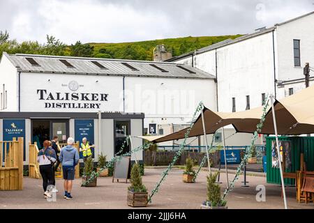 Talisker Distillery in Carbost on the Isle of Skye produces single male scotch whisky and is owned by Diageo,Scotland,UK Stock Photo