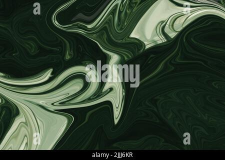 Green and White Abstract Liquid Marble, Elegant Texture, Luxury, Simple and Modern Background, Liquid marble design abstract painting Green Pattern Stock Photo