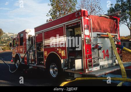 San Diego Fire Department Engine 21 and Truck 28 on scene of an