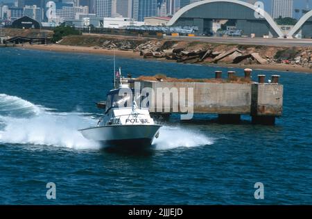 San Diego Harbor Police Patrol Boat in San Diego Harbor Stock Photo