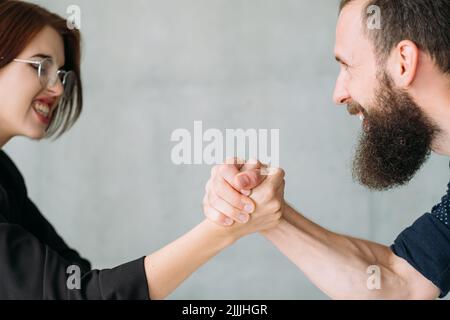 business competition gender fight opponents Stock Photo