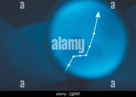 exponential diagram growth blurred blue background Stock Photo