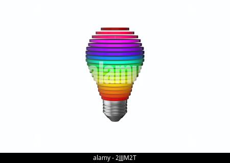 multi colored coloured light bulb lightbulb concept rainbow multi-color ...