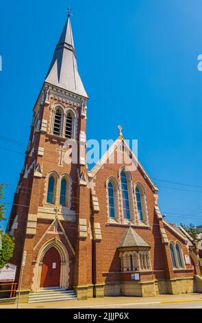 Victorian style architecture in Victoria British Columbia, Canada. St. John the Divine Anglican Church. Stock Photo