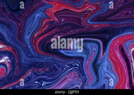 Red, Black, Purple and Blue Galaxy and Metallic Abstract Liquid Marble, Elegant Texture Luxury, Simple and Modern Background, Dark Liquid marble Stock Photo