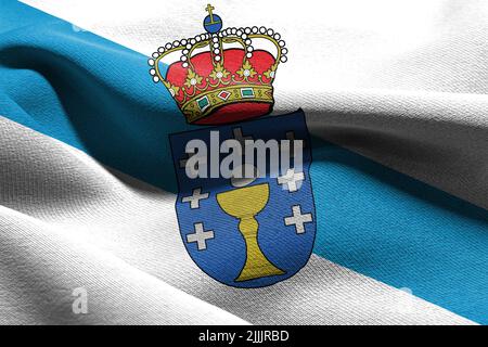 Galicia province flag, Spain waving banner collection. 3D illustration  Stock Photo - Alamy