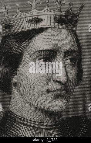 Charles I of Burgundy (1433-1477), so-called 'the Bold'. Duke of Burgundy. Portrait. Engraving by Geoffroy. Detail. 'Historia Universal', by César Cantú. Volume VIII. 1858. Stock Photo