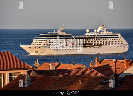 Marseille, France. 26th July, 2022. The liner Nautica cruise ship arrives at the French Mediterranean port of Marseille. (Photo by Gerard Bottino/SOPA Images/Sipa USA) Credit: Sipa USA/Alamy Live News Stock Photo