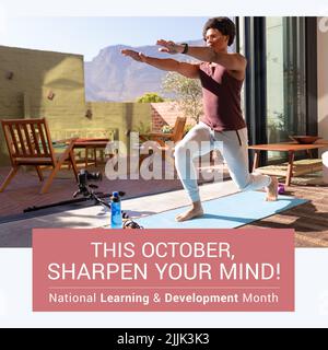 Image of this octobe sharpen your mind over relaxed african american man practicing yoga Stock Photo