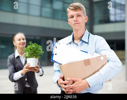 Smilling businessman is pending of rest Stock Photo