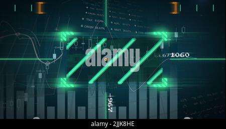 Image of moving shapes over data processing Stock Photo - Alamy