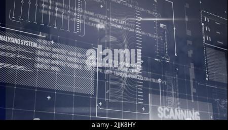 Image of data processing over cityscape Stock Photo
