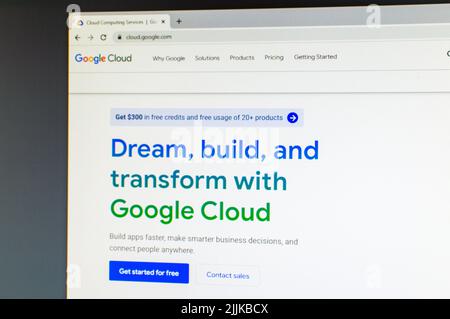 Google Cloud GCP services webpage Stock Photo