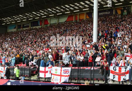 Sheffield, England, 26th July 2022.  General view of fans  during the UEFA Women's European Championship 2022 match at Bramall Lane, Sheffield. Picture credit should read: Simon Bellis / Sportimage