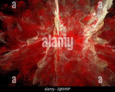 The 3D illustration of fractal that looks like horror blood splash or exploded meat Stock Photo