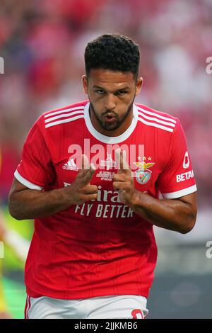 Goncalo Ramos of Portugal celebrates after scoring the team's fifth