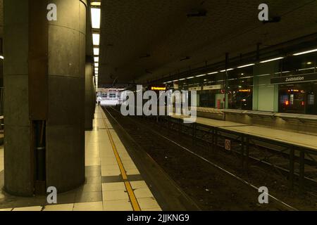 The empty platform of Midi-Zuid train station Stock Photo