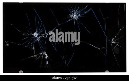 Broken lcd tv isolated on white background Stock Photo