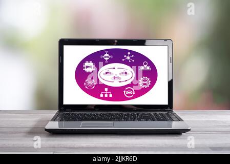 Connected cars concept shown on a laptop screen Stock Photo