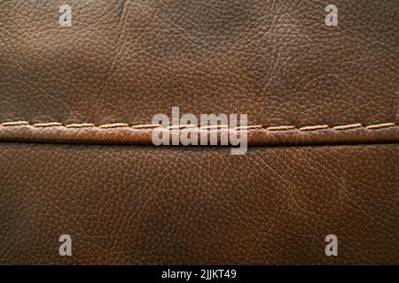 A closeup shot of a brown leather texture Stock Photo