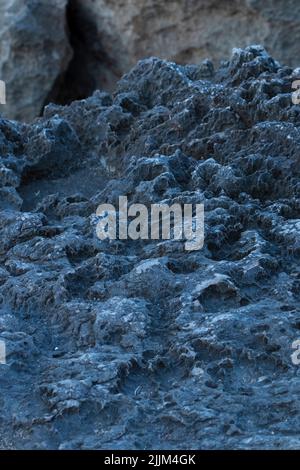 A vertical shot of a textured rocky surface in Costa Brava Stock Photo