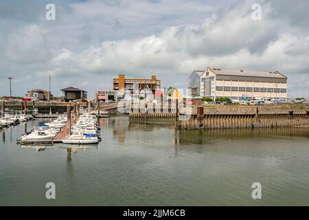 The contemporary art museum of Dunkerque (FRAC) is located in a converted dry dock of a shipyard Stock Photo