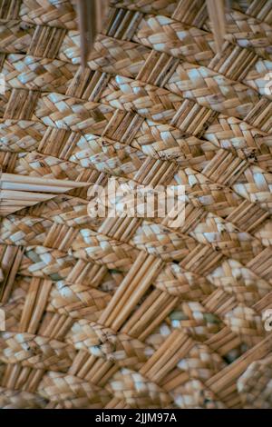 A close-up shot of a woven pattern from bamboo Stock Photo