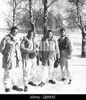 The paratroopers School in Karlsborg 1956. Hunter in winter fur. Stock Photo