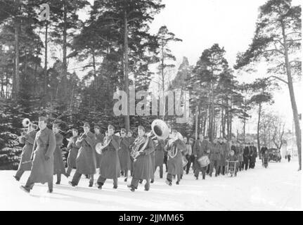 The paratroopers in Karlsborg 1950s. Stock Photo