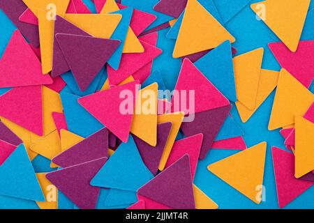Abstract colorful geometrical composition background with random paper triangles Stock Photo