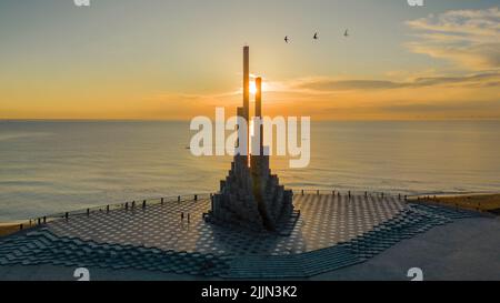 July 16, 2022: dawn at Nghinh Phong cape, Tuy Hoa city, Phu Yen province, Vietnam Stock Photo