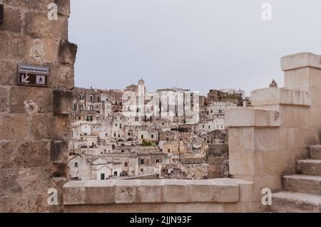 A beautiful view of the famous ancient city of Matera in Italy Stock Photo