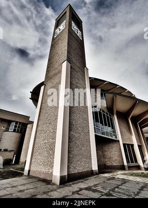 Vertical low angle shot of the clock tower at night Stock Photo - Alamy