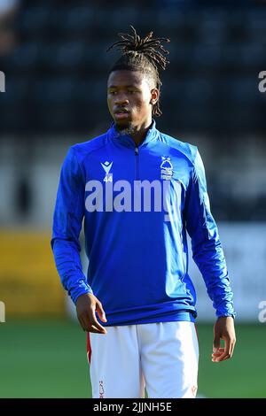 Ateef Konate of Nottingham Forest during the Pre-season Friendly match between Notts County and Nottingham Forest at Meadow Lane, Nottingham on Tuesday 26th July 2022. (Credit: Jon Hobley | MI News) Credit: MI News & Sport /Alamy Live News Stock Photo