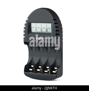 charger for finger-type batteries, charging for four batteries on a white background Stock Photo